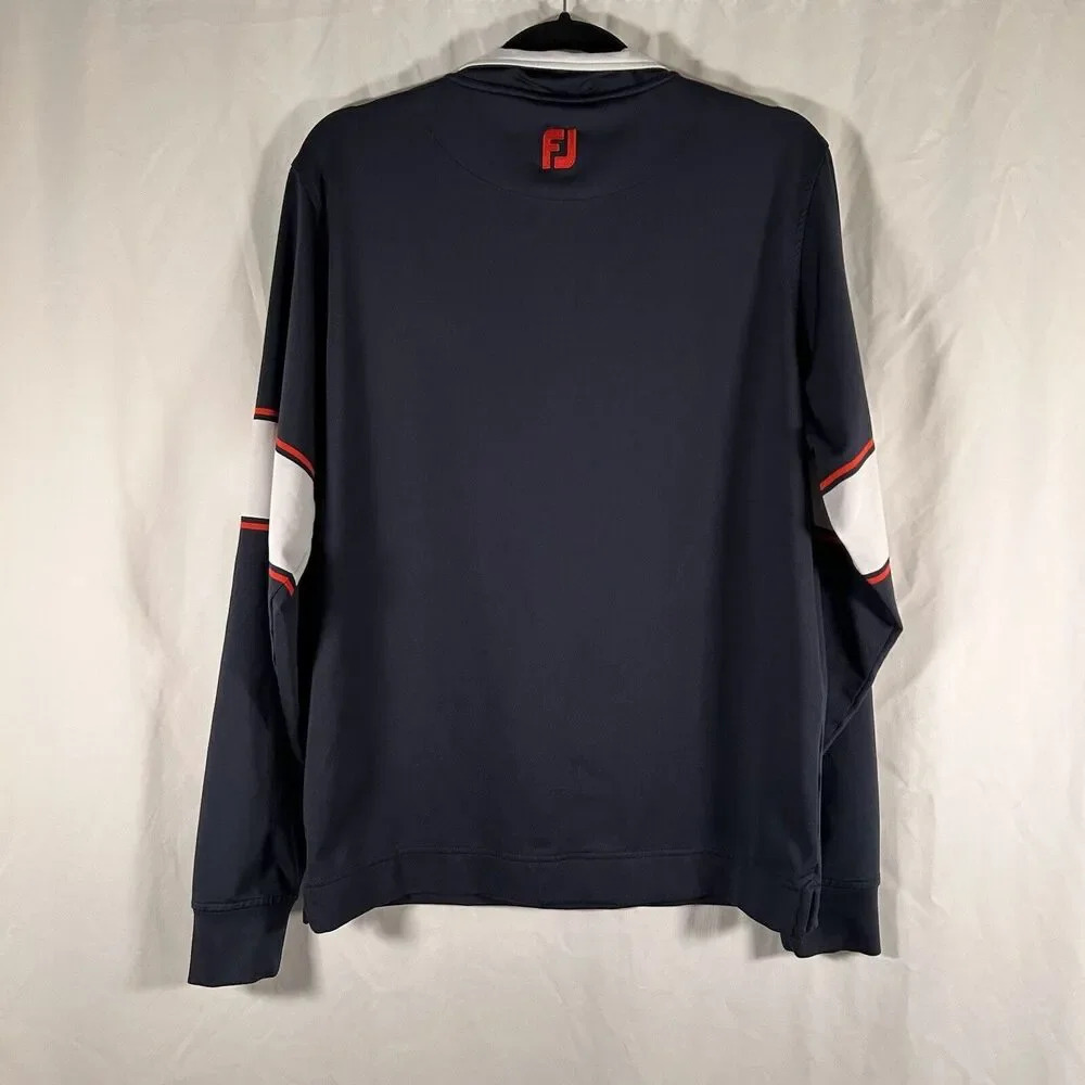 Footjoy Golf jacket Men's Medium Blue 1/4 Zip Long Sleeve Pullover - Picture 6 of 10